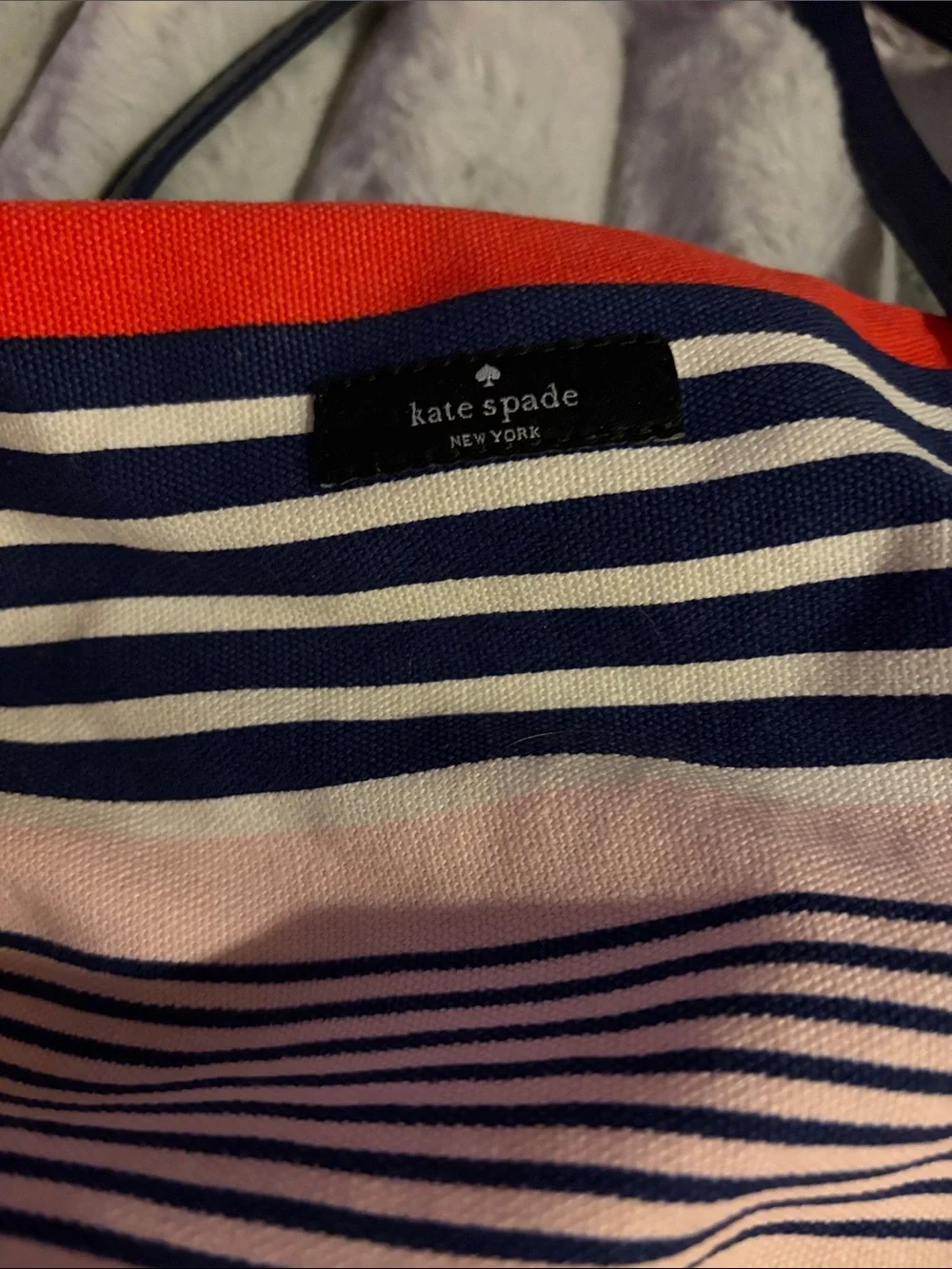 Kate Spade Blue Red & Pink Canvas Tote Bag